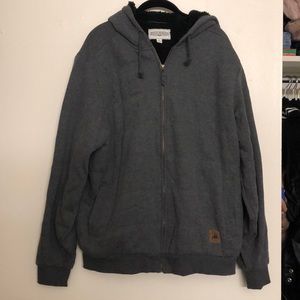 Thick grey zip up hoodie lined with fleece/fur